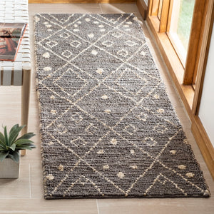 Bohemian 705 Traditional Hand Loomed Jute Pile Rug Grey / White