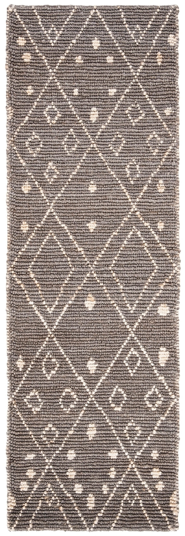 Bohemian 705 Traditional Hand Loomed Jute Pile Rug Grey / White