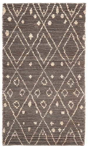 Bohemian 705 Traditional Hand Loomed Jute Pile Rug Grey / White