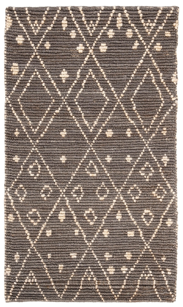 Bohemian 705 Traditional Hand Loomed Jute Pile Rug Grey / White
