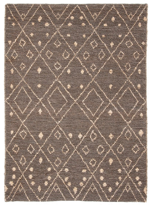 Bohemian 705 Traditional Hand Loomed Jute Pile Rug Grey / White