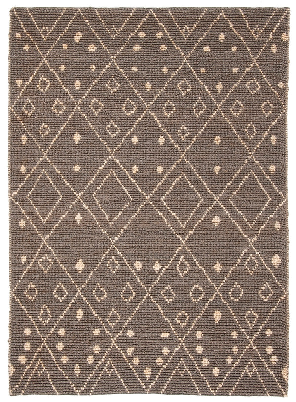 Bohemian 705 Traditional Hand Loomed Jute Pile Rug Grey / White