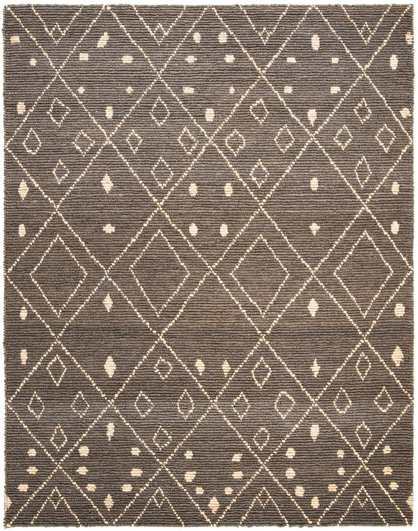 Bohemian 705 Traditional Hand Loomed Jute Pile Rug Grey / White