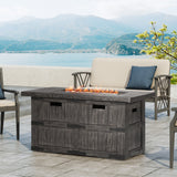 Arnton Outdoor 40,000 BTU Rectangle Fire Pit, Gray Wood Noble House