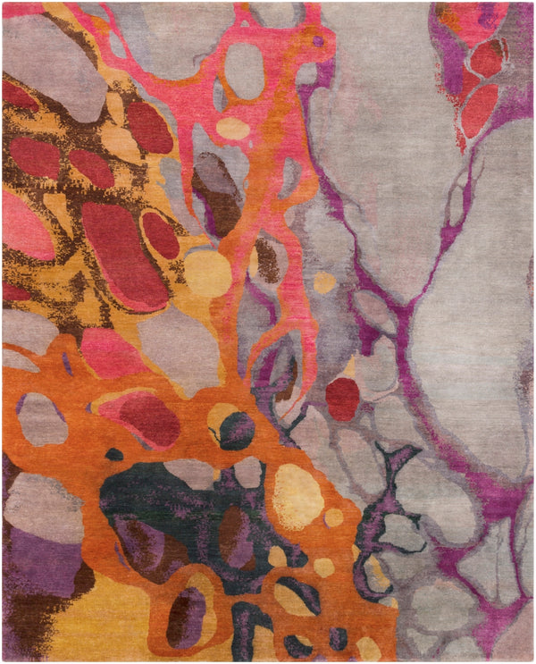 Brought to Light BOL-4006 Modern Wool Rug BOL4006-810 Dark Red, Rose, Light Gray, Navy, Wheat, Dark Purple 100% Wool 8' x 10'