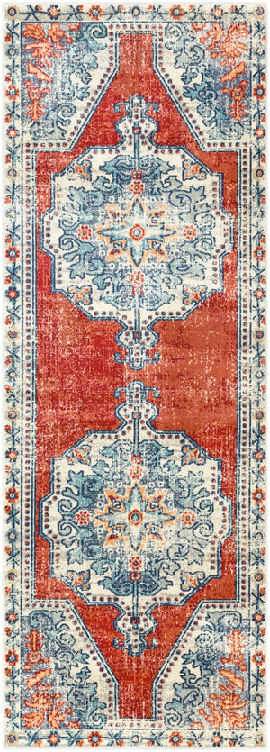 Bohemian BOM-2300 Traditional Polypropylene Rug BOM2300-211710 Bright Red, Beige, Taupe, Navy, Charcoal, Teal, Medium Gray 100% Polypropylene 2'11" x 7'10"