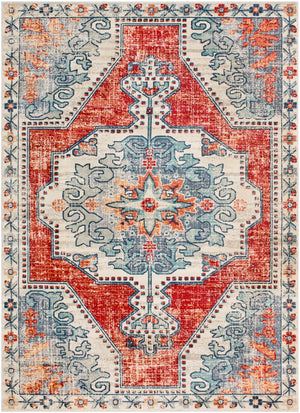 Bohemian BOM-2300 Traditional Polypropylene Rug BOM2300-9131 Bright Red, Beige, Taupe, Navy, Charcoal, Teal, Medium Gray 100% Polypropylene 9' x 12'9"