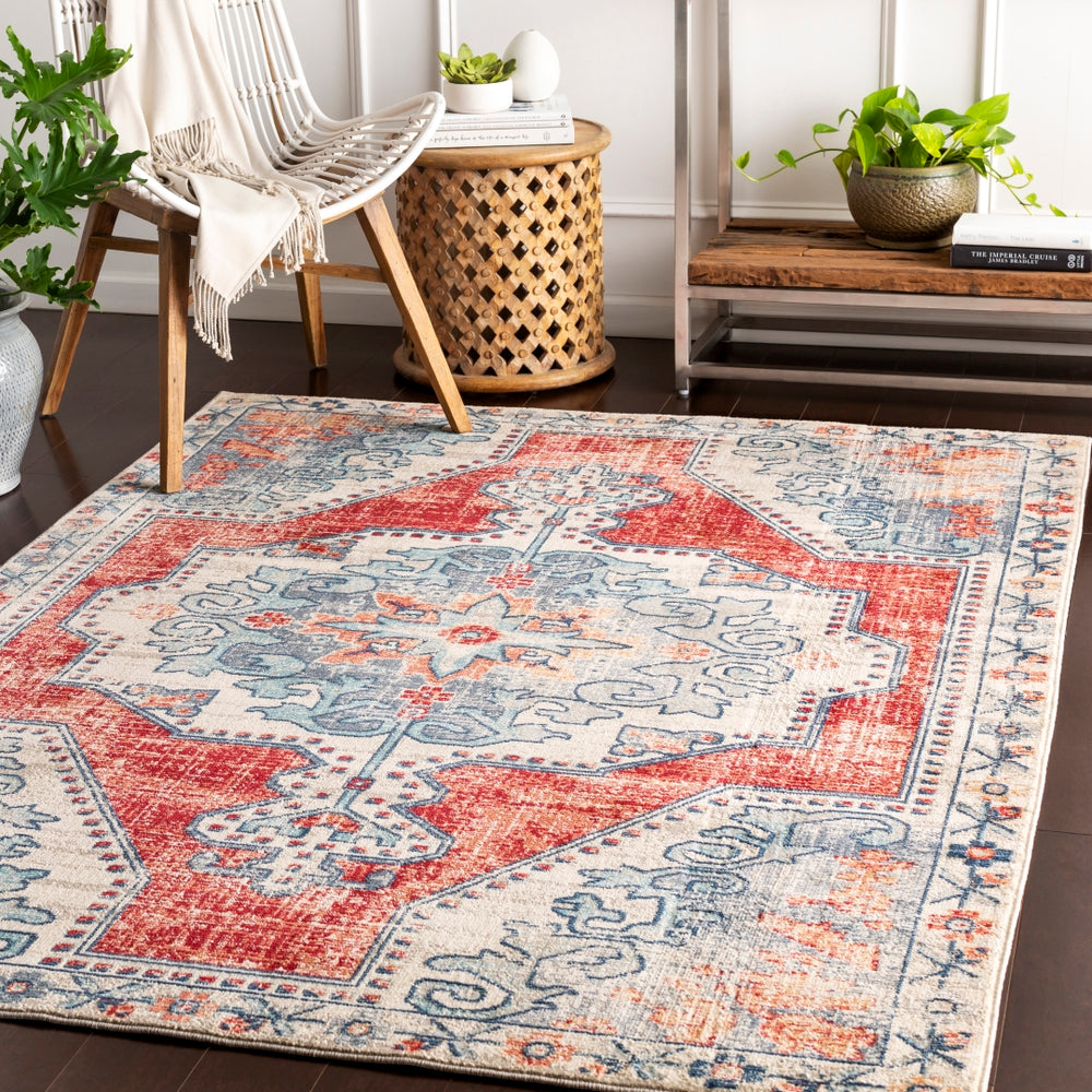 Bohemian BOM-2300 Traditional Polypropylene Rug BOM2300-211710 Bright Red, Beige, Taupe, Navy, Charcoal, Teal, Medium Gray 100% Polypropylene 2'11" x 7'10"