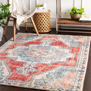 Bohemian BOM-2300 Traditional Polypropylene Rug BOM2300-9131 Bright Red, Beige, Taupe, Navy, Charcoal, Teal, Medium Gray 100% Polypropylene 9' x 12'9"