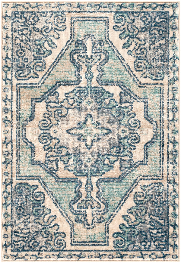Bohemian BOM-2301 Traditional Polypropylene Rug BOM2301-9131 Teal, Navy, Charcoal, Beige, Taupe, Medium Gray 100% Polypropylene 9' x 12'9"