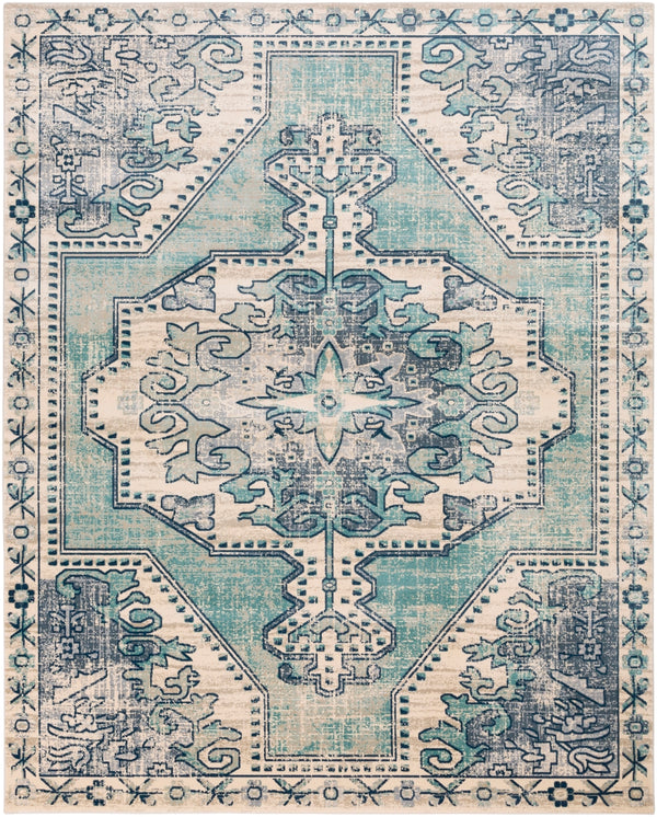 Bohemian BOM-2301 Traditional Polypropylene Rug BOM2301-710103 Teal, Navy, Charcoal, Beige, Taupe, Medium Gray 100% Polypropylene 7'10" x 9'11"