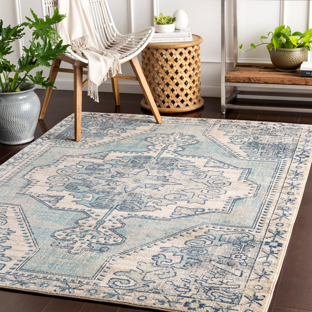 Bohemian BOM-2301 Traditional Polypropylene Rug BOM2301-211710 Teal, Navy, Charcoal, Beige, Taupe, Medium Gray 100% Polypropylene 2'11" x 7'10"