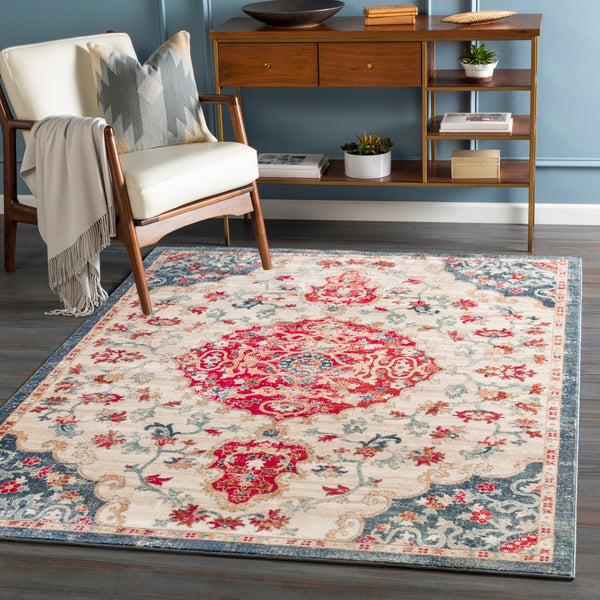 Bohemian BOM-2310 Traditional Polypropylene Rug BOM2310-9131 Bright Pink, Bright Red, Wheat, Saffron, Teal, Navy, Ice Blue, Medium Gray, Light Gray, Beige, Taupe 100% Polypropylene 9' x 12'9"