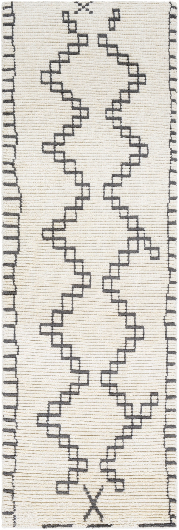 Beni Ourain BON-2301 Global NZ Wool Rug BON2301-268 Cream, Medium Gray 100% NZ Wool 2'6" x 8'