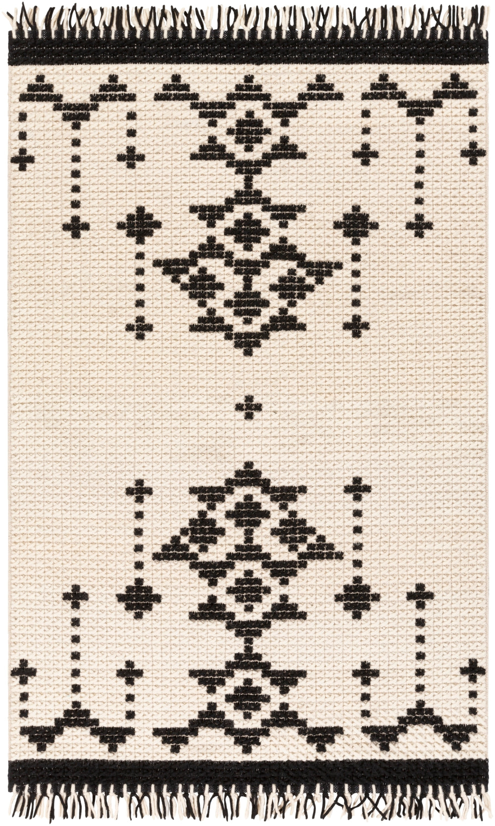 Beni Ourain BON-2302 Global NZ Wool Rug BON2302-81012 Black, Cream 100% NZ Wool 8'10" x 12'