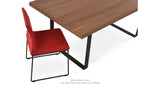 Bosphorus Dining Table Set: Bosphorus Dining Table Walnut and Polo Sled Red Fabric