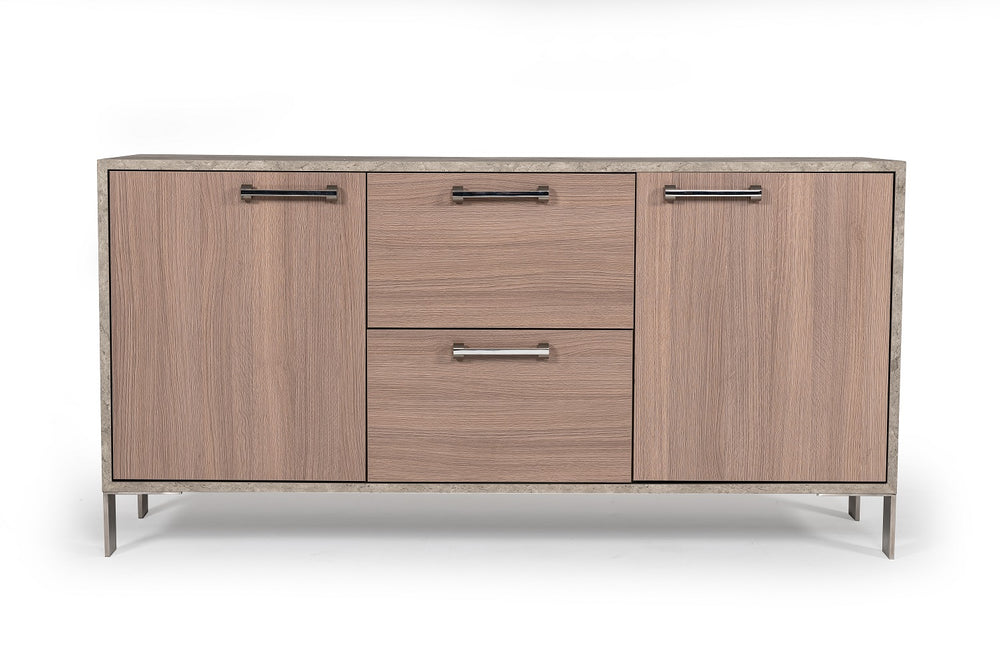 VIG Furniture Nova Domus Boston Modern Brown Oak & Faux Concrete Office File Cabinet VGANBOSTON-FC