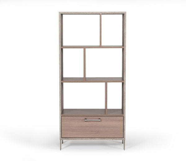 VIG Furniture Nova Domus Boston Modern Brown Oak & Faux Concrete Bookcase VGANBOSTON-BC