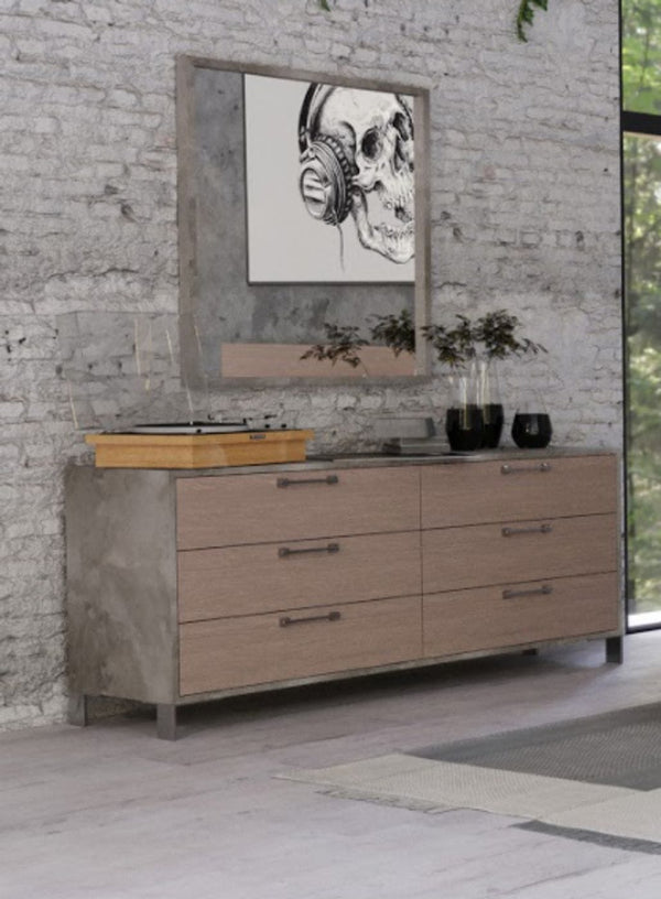 VIG Furniture Nova Domus Boston - Modern Brown Oak & Brushed Stainless Steel Dresser VGANBOSTON-DRS