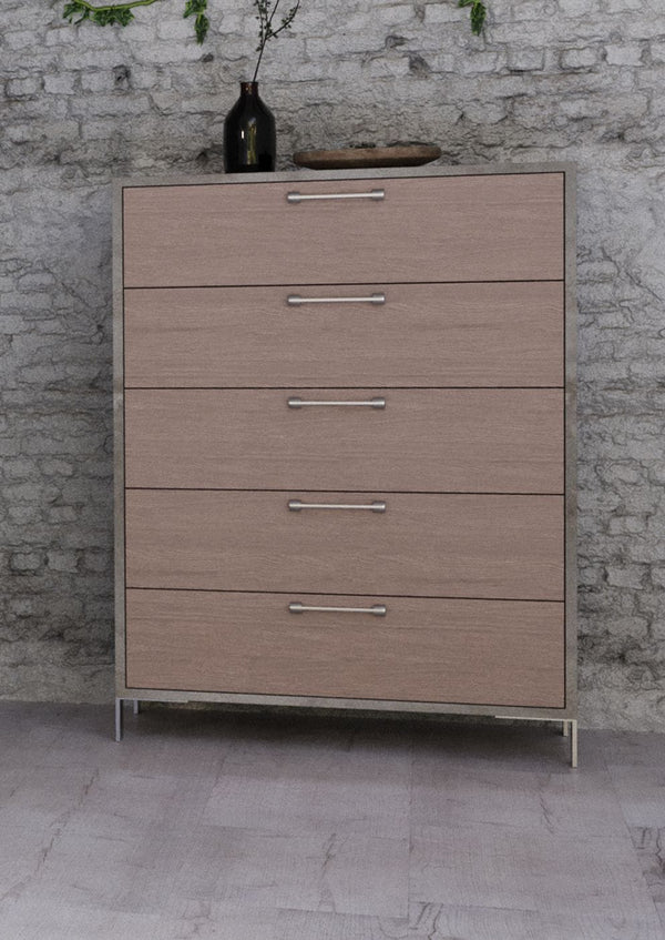 VIG Furniture Nova Domus Boston - Modern Brown Oak & Brushed Stainless Steel Chest VGANBOSTON-CHEST