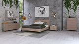 VIG Furniture Eastern King Nova Domus Boston - Modern Brown Oak & Brushed Stainless Steel Bed VGANBOSTON-BED-EK