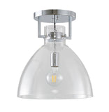 Bethel Chrome Semi Flush Mount in Iron & Glass