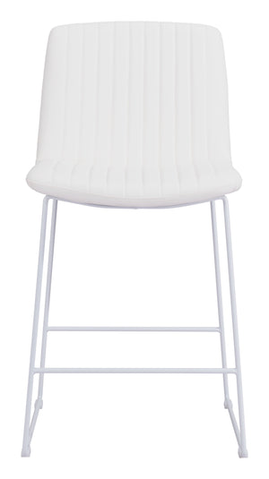 Zuo Modern Mode 100% Polyurethane, Plywood, Steel Modern Commercial Grade Counter Stool Set - Set of 2 White 100% Polyurethane, Plywood, Steel