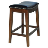 Elmo Bonded Leather Counter Stool Black, Cinnamon Legs 358625B-23KD New Pacific Direct