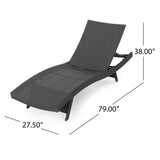 Salem Outdoor Grey Wicker Adjustable Chaise Lounge with Charcoal Cushion Noble House
