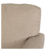 Burkehaven Contemporary Fabric 3 Seater Sofa with Nailhead Trim, Sand and Dark Brown Noble House