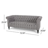 Barneyville Traditional Chesterfield Sofa with Tufted Cushions, Gray and Black Noble House