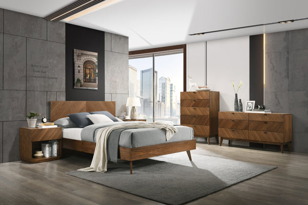 VIG Furniture Nova Domus Kamela -Modern Walnut Q Bed VGMA-BR-128-BED-Q