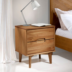Walker Edison Mid Century Modern Wood Nightstand - Caramel in Solid Pine Wood BR2DSLNSCA 842158188434