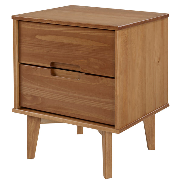 Walker Edison Mid Century Modern Wood Nightstand - Caramel in Solid Pine Wood BR2DSLNSCA 842158188434