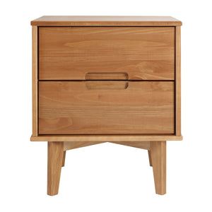 Walker Edison Mid Century Modern Wood Nightstand - Caramel in Solid Pine Wood BR2DSLNSCA 842158188434
