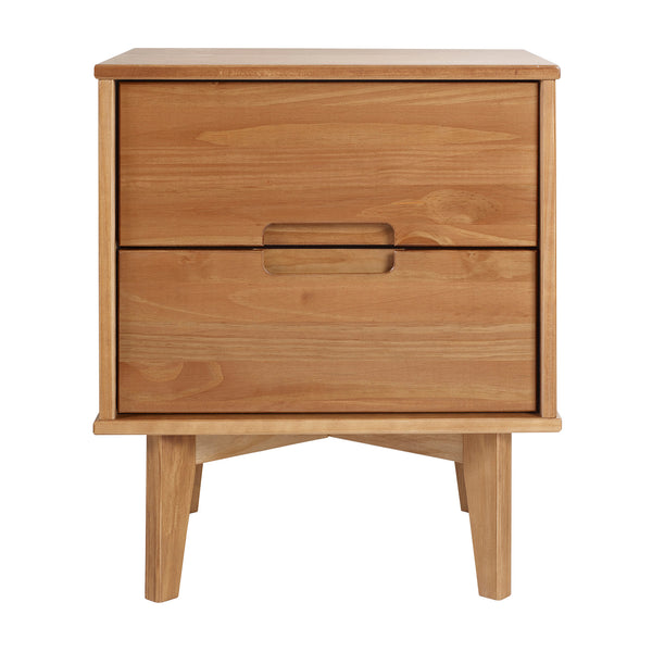 Walker Edison Mid Century Modern Wood Nightstand - Caramel in Solid Pine Wood BR2DSLNSCA 842158188434