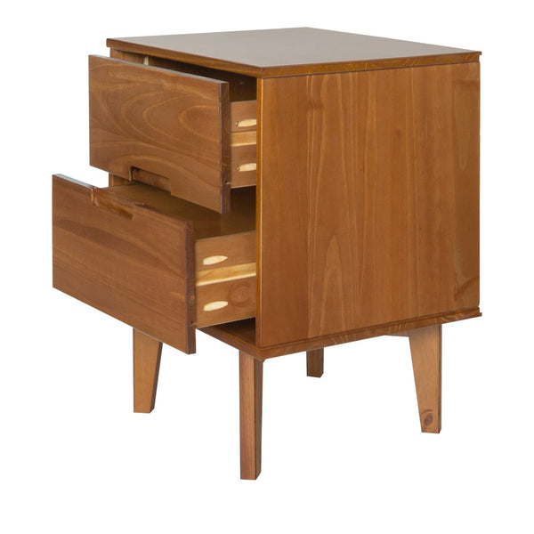 Walker Edison Mid Century Modern Wood Nightstand - Caramel in Solid Pine Wood BR2DSLNSCA 842158188434