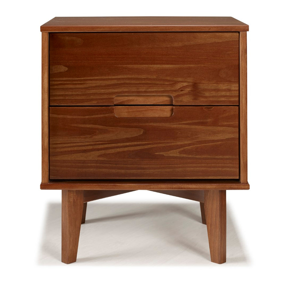 Walker Edison Mid Century Modern Wood Nightstand - Walnut in Solid Pine Wood BR2DSLNSWT 842158188441