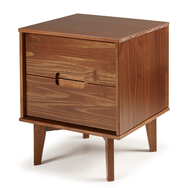 Walker Edison Mid Century Modern Wood Nightstand - Walnut in Solid Pine Wood BR2DSLNSWT 842158188441