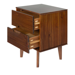 Walker Edison Mid Century Modern Wood Nightstand - Walnut in Solid Pine Wood BR2DSLNSWT 842158188441