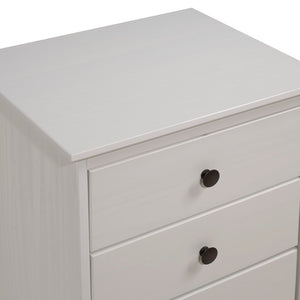 Walker Edison Modern 3 Drawer Nightstand - White in Solid Pine Wood, MDF, Plastic, Metal Hardware BR3DNSWH 842158142375