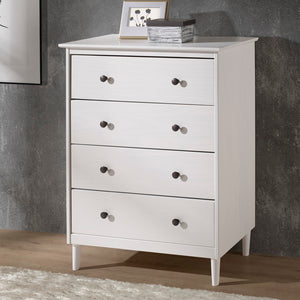 Walker Edison Modern 4 Drawer Dresser - White in Solid Pine Wood, MDF, Plastic, Metal Hardware BR4DDRWH 842158142436