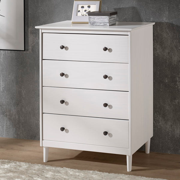 Walker Edison Modern 4 Drawer Dresser - White in Solid Pine Wood, MDF, Plastic, Metal Hardware BR4DDRWH 842158142436