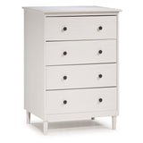 Walker Edison Modern 4 Drawer Dresser - White in Solid Pine Wood, MDF, Plastic, Metal Hardware BR4DDRWH 842158142436