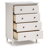 Walker Edison Modern 4 Drawer Dresser - White in Solid Pine Wood, MDF, Plastic, Metal Hardware BR4DDRWH 842158142436