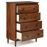 Walker Edison Modern 4 Drawer Dresser - Walnut in Solid Pine Wood, MDF, Plastic, Metal Hardware BR4DDRWT 842158142450