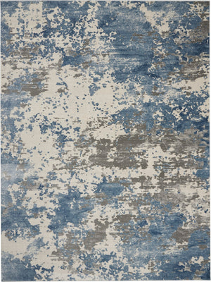 Nourison Rustic Textures RUS08 Painterly Machine Made Power-loomed Indoor Area Rug Grey/Blue 9'3" x 12'9" 99446496379