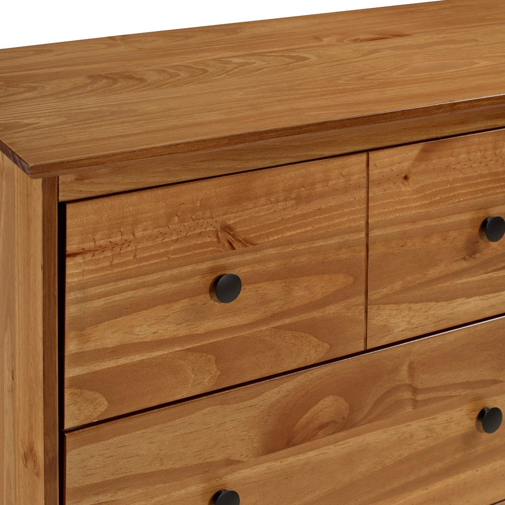 Walker Edison Modern 6 Drawer Dresser - Caramel in Solid Pine Wood, MDF, Plastic, Metal Hardware BR6DDDRCA 842158142412