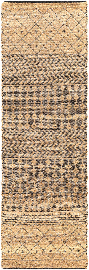 Bryant BRA-2402 Global Jute, Cotton Rug BRA2402-268 Wheat, Black 55% Jute, 45% Cotton 2'6" x 8'