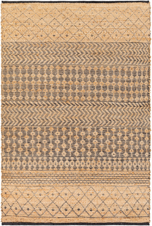 Bryant BRA-2402 Global Jute, Cotton Rug BRA2402-81012 Wheat, Black 55% Jute, 45% Cotton 8'10" x 12'